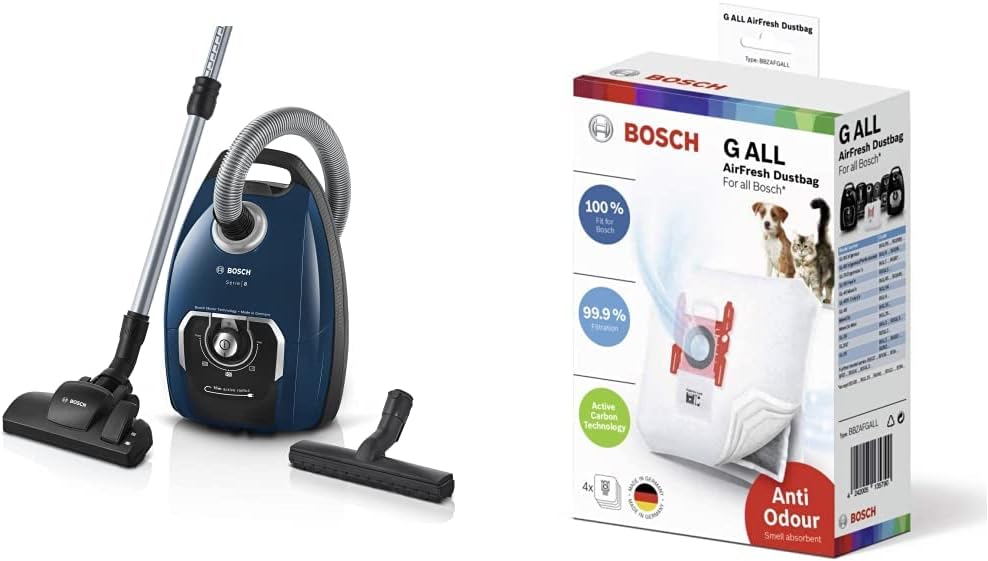 Bosch Hausgeräte Staubsauger, 650 W, Blau, mit Beutel Serie 8 BGB75X494, Boden, & x beutel AirFresh Typ G All, BBZAFGALL