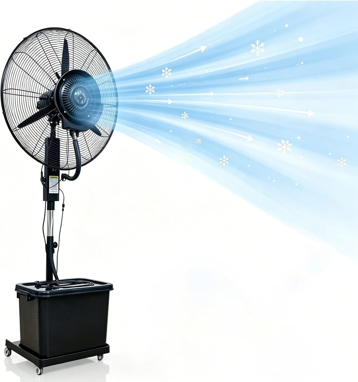 Lsoiup Standventilatoren, 71 cm, 42 L, Weiß, Hochleistungs-Nebelventilator, 3 Stufen, 90° Schwenk, Höhenverstellbar