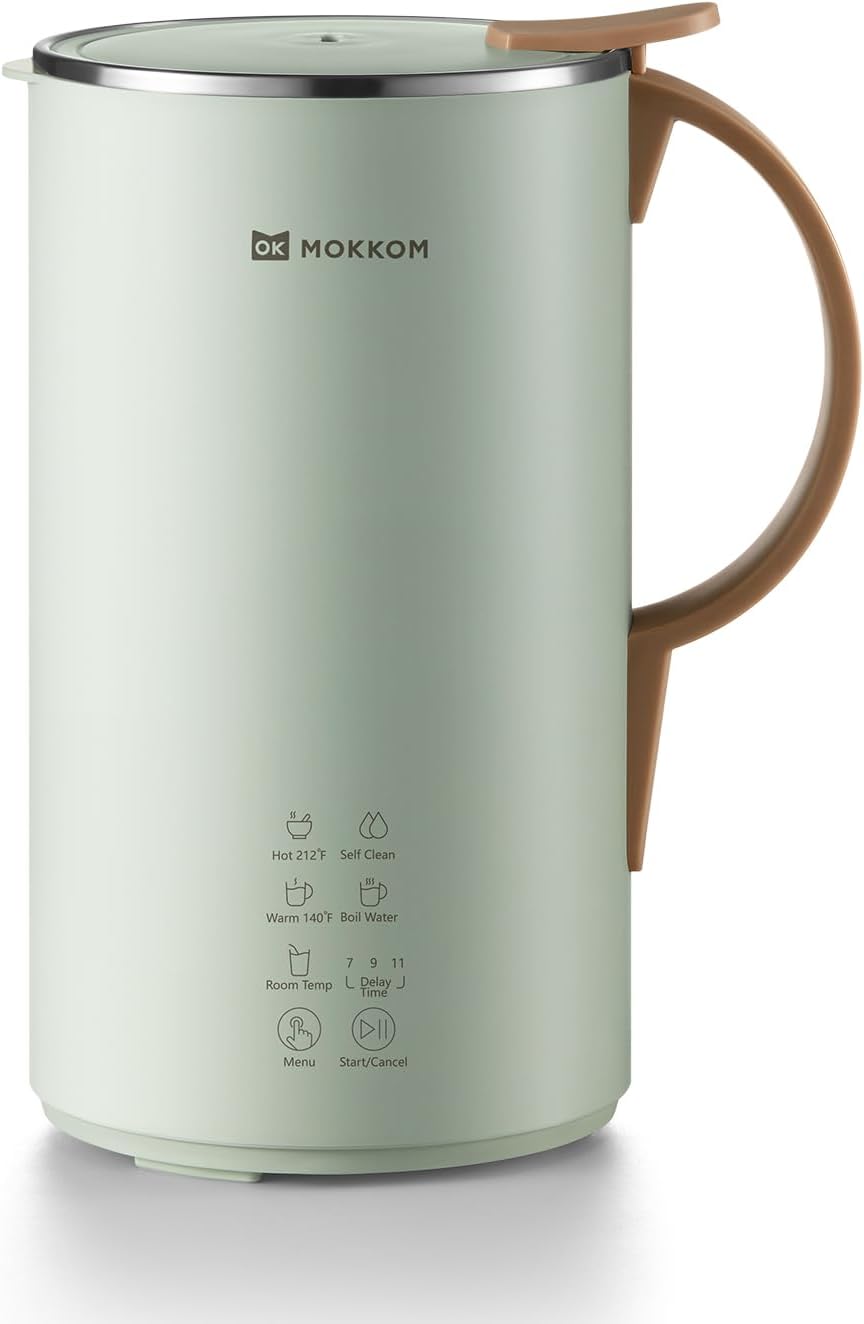 MOKKOM Milchaufschäumer, Grau, Automatischer Nussmilchbereiter, 590 ml Sojamilchbereiter, hausgemachte Mandel, Hafer