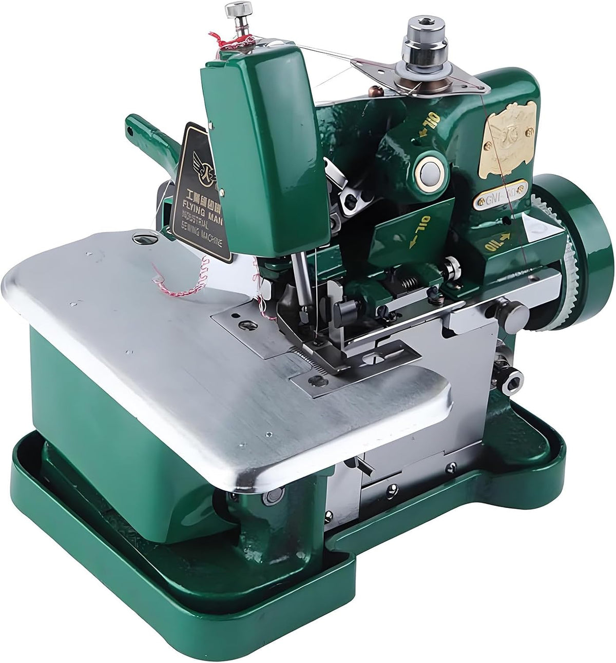 Overlock Overlock-Nähmaschinen, Schwarz, 3-4 Fäden, Schwerlastnähen, verstellbare Stichlänge, Metallrahmen mit Zubehör für industrielle Stoffprojekte