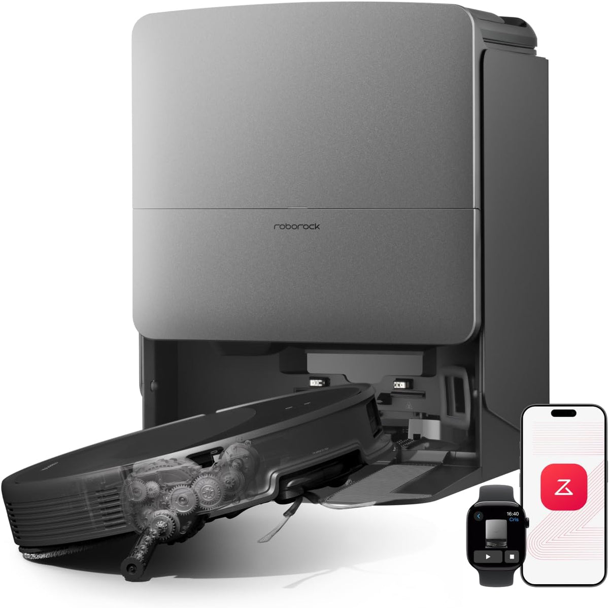 roborock Saugroboter, Schwarz, Saros 20 mit Wischfunktion&angebbarem Wischmopp