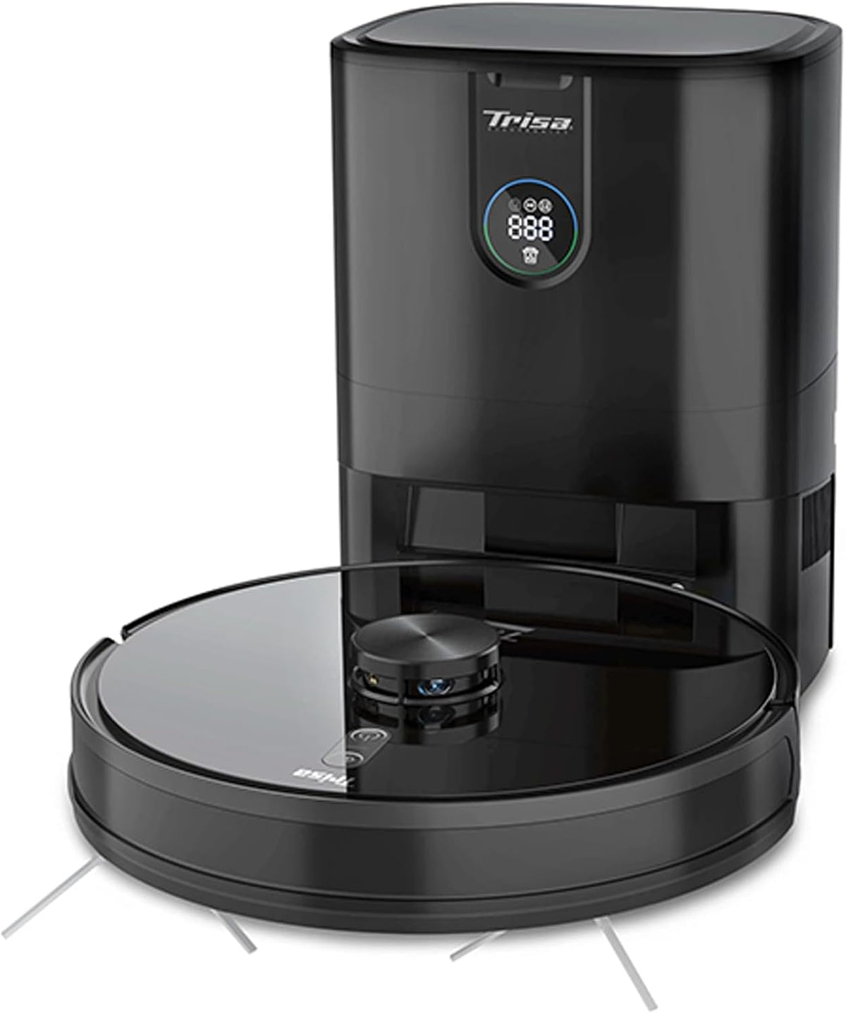 Trisa Saugroboter, Schwarz, T-Bot Pro mit Wischfunktion, 360° Laser, App-Steuerung