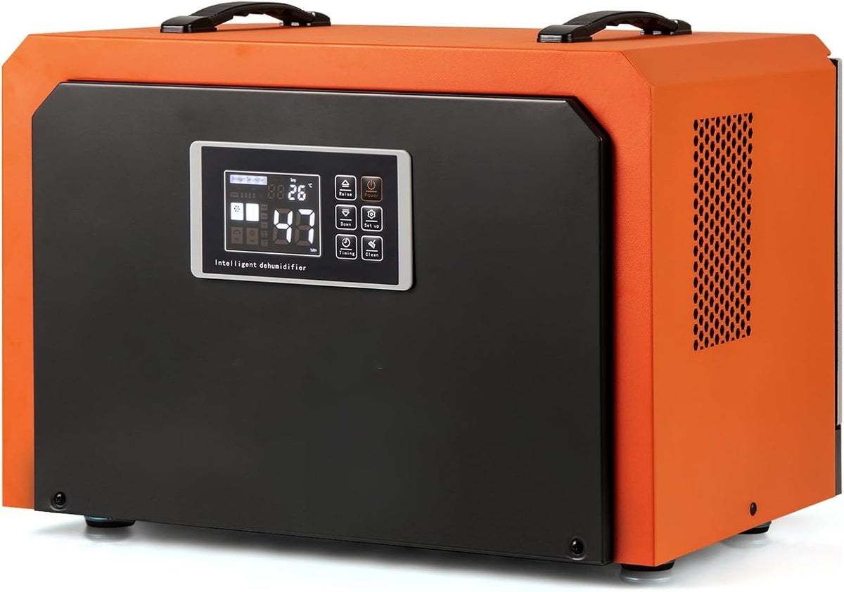GOPLUS Luftentfeuchter, 49 x 31,5 x 32 cm (L x B x H), 60 L, Metall, kaltgewalztes Blech, Gummi, Aluminium, ABS-Kunststoff, Kupfer, Orange