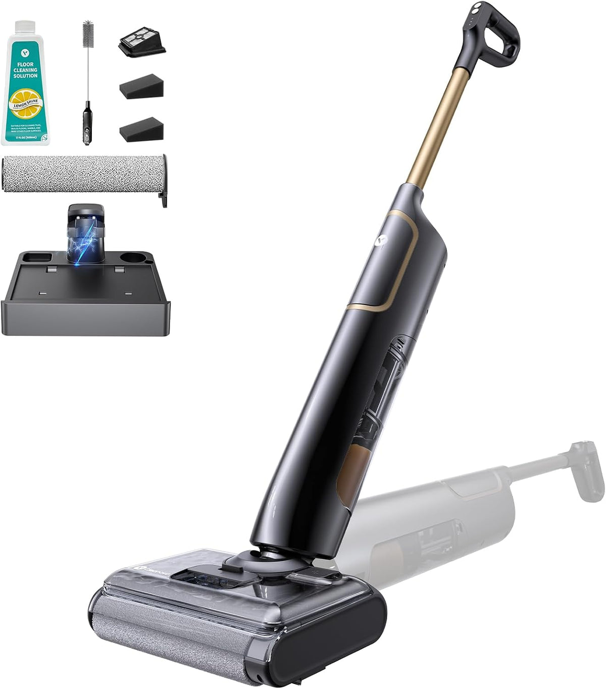Vexilar Staubsauger, Schwarz, X7 Nass Trockensauger akku, 180° Lay-Flat Nasssauger, mit Wischfunktion, 40 Minuten