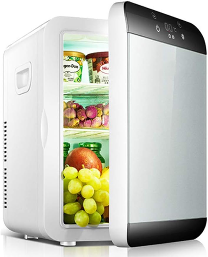 FENGCLOCK Mini-Kühlschrank, 13.5l, Weiß, Minikühlschrank Tragbarer Kosmetischer Kühlschrank, digital display
