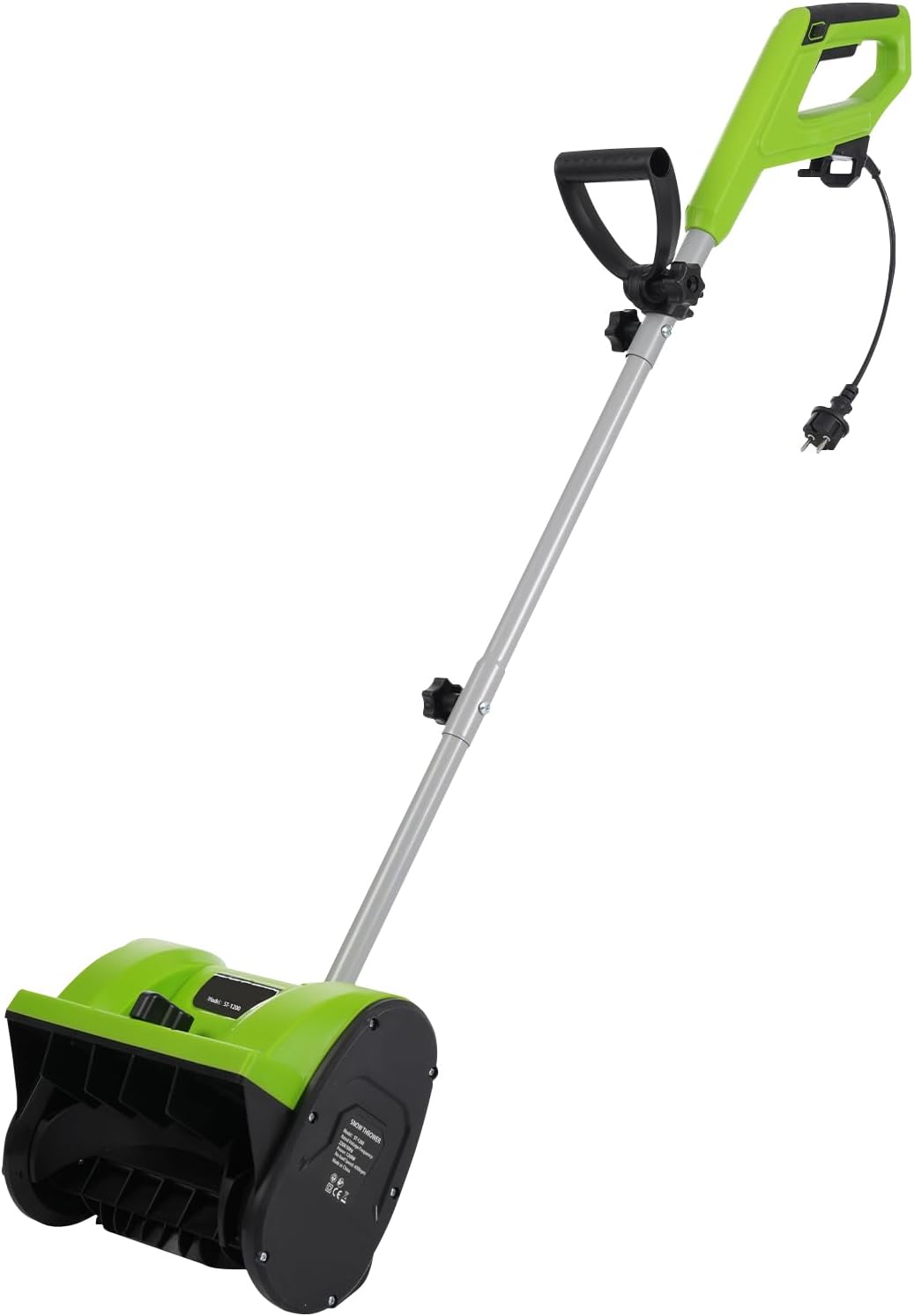 Kazafa Schneefräse, 1200 W, 30 cm, PP, Nylon, Schwarz, Elektrische Schneekehrmaschine mit Räumbreite & 3500 U/m