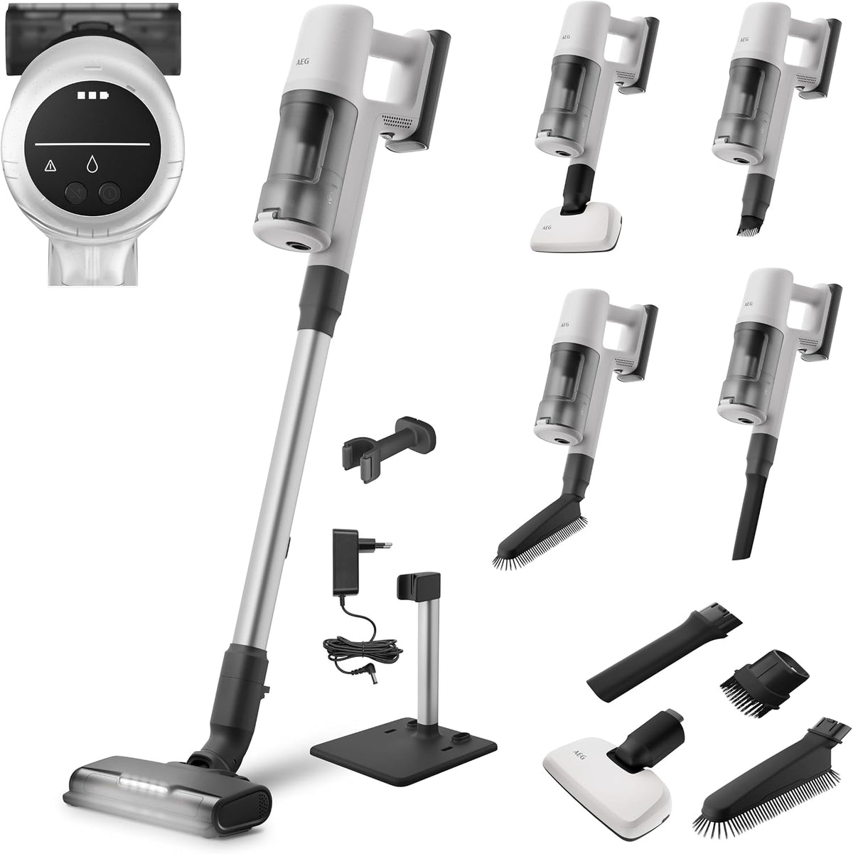 AEG Staubsauger, 21,6 V, Weiß, Serie 6000 Akku‑, ETM Testsieger, Digitalmotor, kabellos, alle Böden, bis zu 99% Staubaufnahme