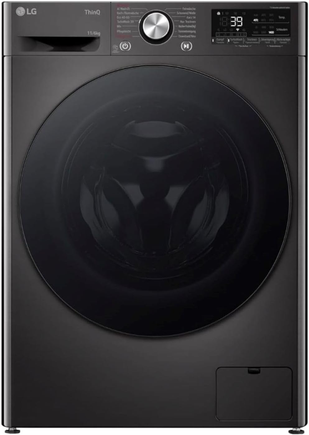 LG Waschtrockner, 60x62x85 cm, 6 kg, Schwarz, W4WR70E6YB, Frontlader- 11-, Klasse A/D, Wi-Fi, AI Direct Drive, Tiefenreinigung mit Dampf