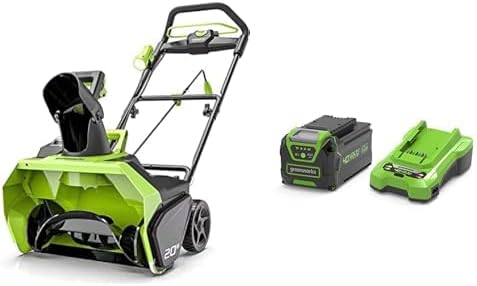 Greenworks Schneefräse, 51 cm, 30 cm, 40 V, 4 Ah, Schwarz, Einstufige Akku mit bürstenlosem Motor GD40ST, Räumweg, Räumtiefe