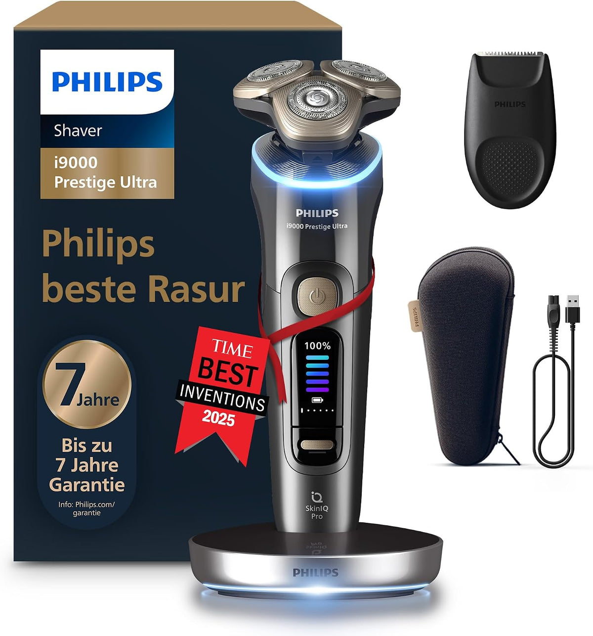 PHILIPS Elektrorasierer, Schwarz, Rasierer i9000 Prestige Ultra, elektrischer Nass- und Trockenrasierer für Herren