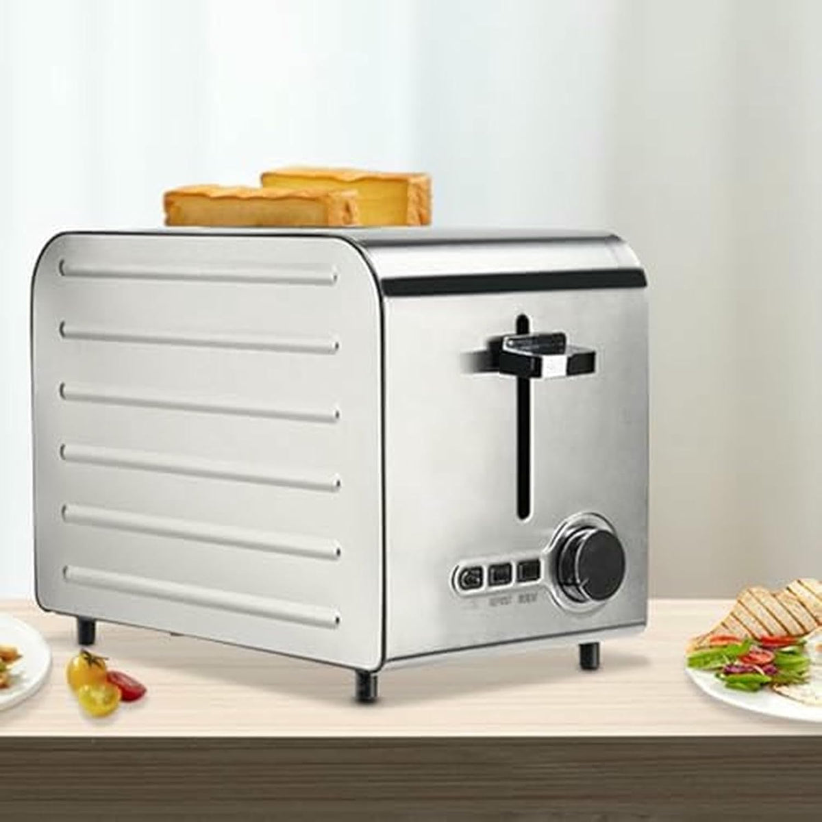 LYJYUJIE Toaster, Silber, Vollautomatischer Edelstahl-, 2/4/6 Scheiben, Extra Breite Schlitze, Unabhängige Steuerung