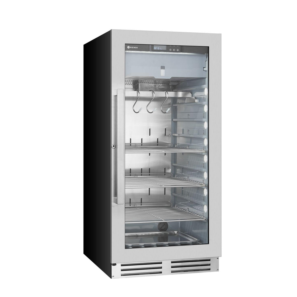 HENDI Reifeschrank, 1270 mm, 240 V, 170 W, 98 L, Silber, Fleisch, für die Reifung von Fleisch, für Fleisch, Schaufelschrank