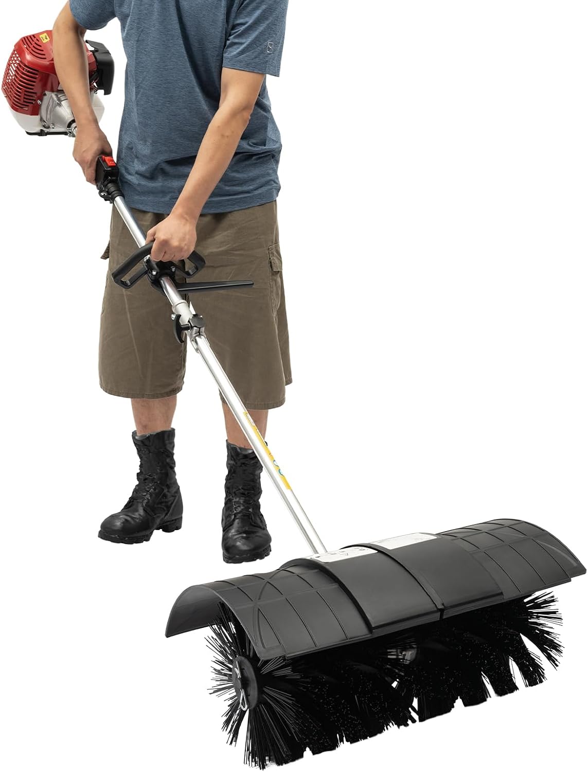 SanBouSi Kehrer, 60 cm, 1700 W, Schwarz, 2-Takt Kehrmaschine Motorbesen Kehrbesen Benzin mit, Kehrbreite