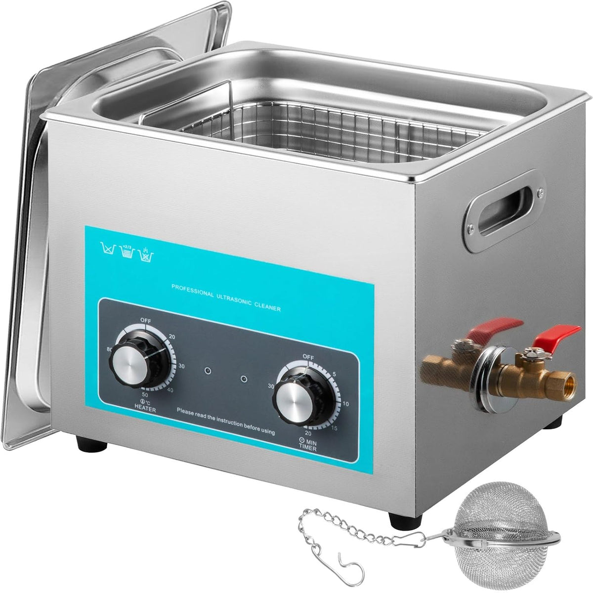 Switdo Wasseraufbereitungsanlagen, 15 L, Edelstahl, Silber, Ultraschallreiniger mit Heizung, 40 kHz, Edelstahl & Timer