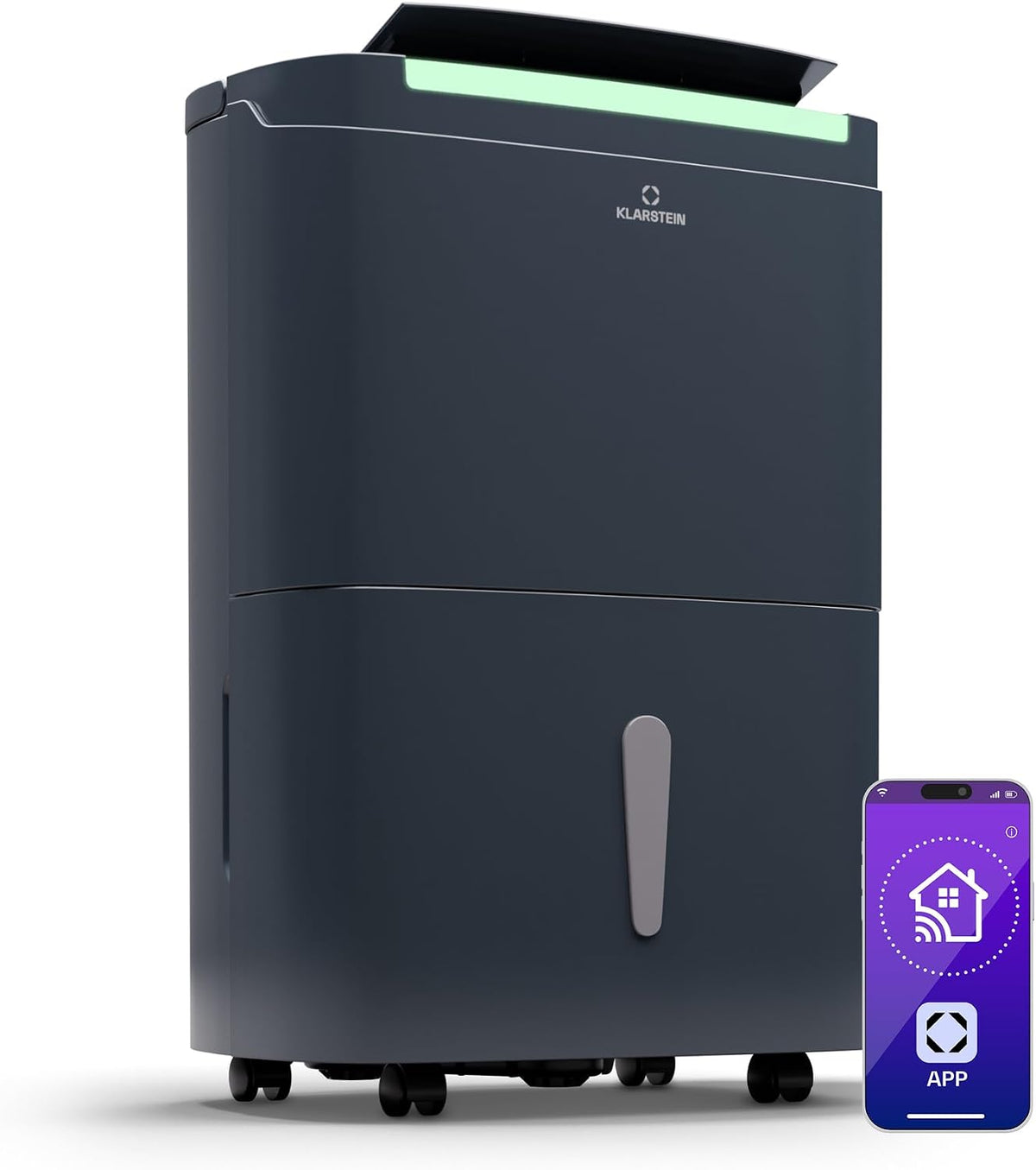 Klarstein Luftentfeuchter, 40 L, 45m, 7 L, Anthrazit, DryFy Connect Smart, /24h, WiFi App Steuerung, Tank, Timer