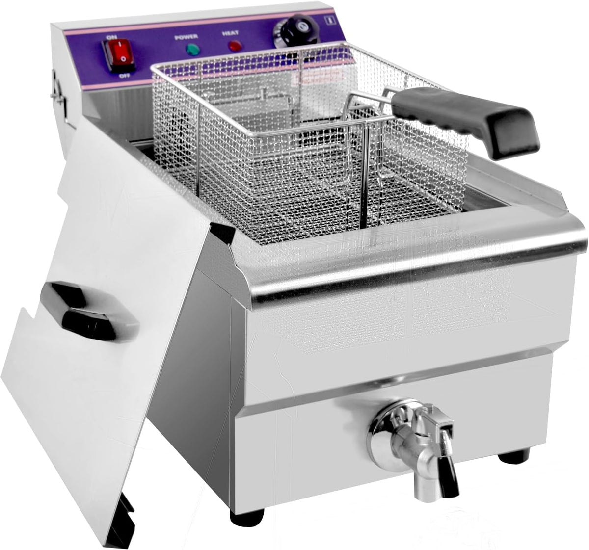 MOOTACO Heißluftfritteuse, 17 L, Schwarz, Elektrische Fritteuse Gastro Friteuse mit Ablasshahn