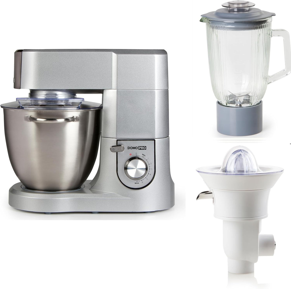 DOMO Knet- & Rührmaschinen, 1500 W, 6,7 L, Schwarz, DO9079KR-PROMO Küchenmaschine PRO inkl. Saftpresse