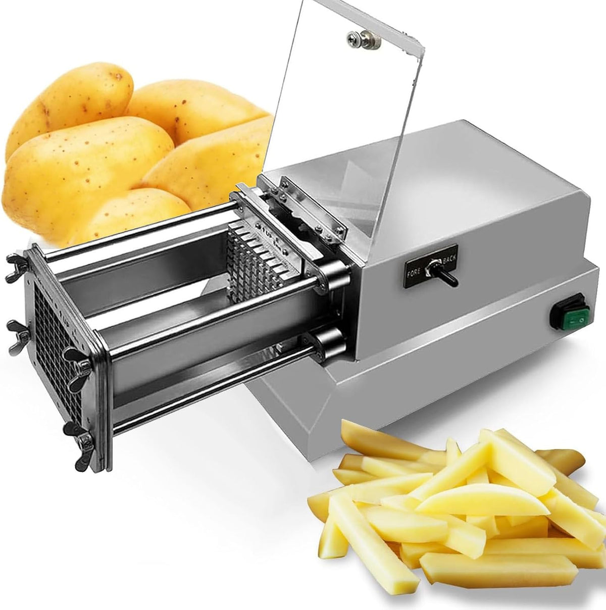 Dfdieratve Kartoffelschneider, 22 oz/650 ml, 200 W, Edelstahl, Schwarz, Elektrischer Pommes-Frites-Schneider, mit 1/2-Zoll