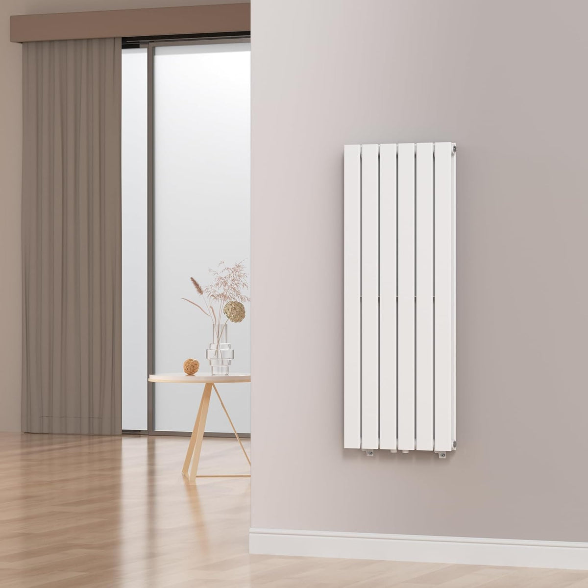 [neu.haus] Heizkörper, 120x45 cm, 1140 W, Weiß, Flach Nore Design Heizung Paneel Raum Mittelanschluss