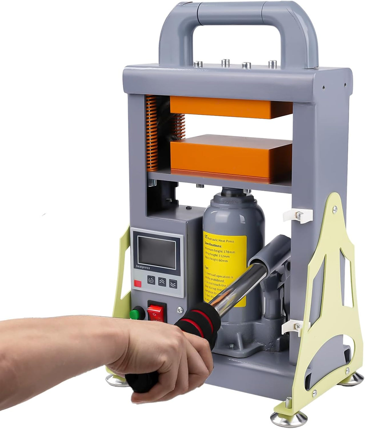 LetCartMaker Druckpressen, 600 W, Schwarz, Kolophonium Wärmepresse, Manuelle Hydraulische Wärmepresse Maschine, Grau für Ölgewinnung