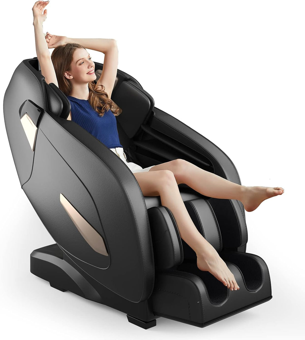 COSTWAY Relaxsessel, Grau, Elektrischer Massagesessel Shiatsu für Ganzkörper, Zero Gravity Massagestuhl mit SL-Spur Massage 32 Luftkissen