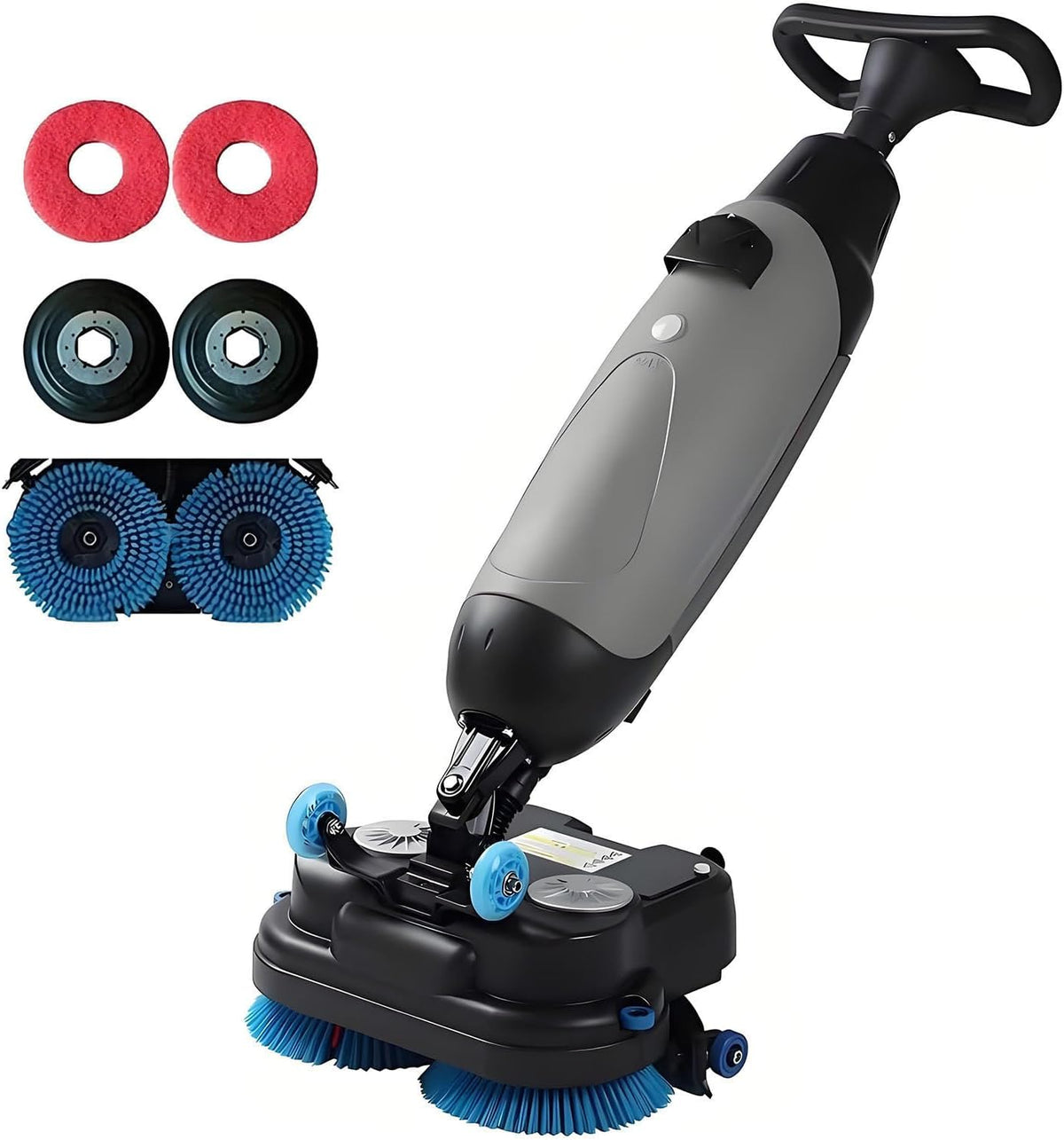 YANDDEA Bodenpoliermaschinen, 250 W, 4,5 l, 7,5 l, 36 V, Grau, Professionelle Bodenreinigungsmaschine, 2 x Bürstenleistung und Zwei + Tanks