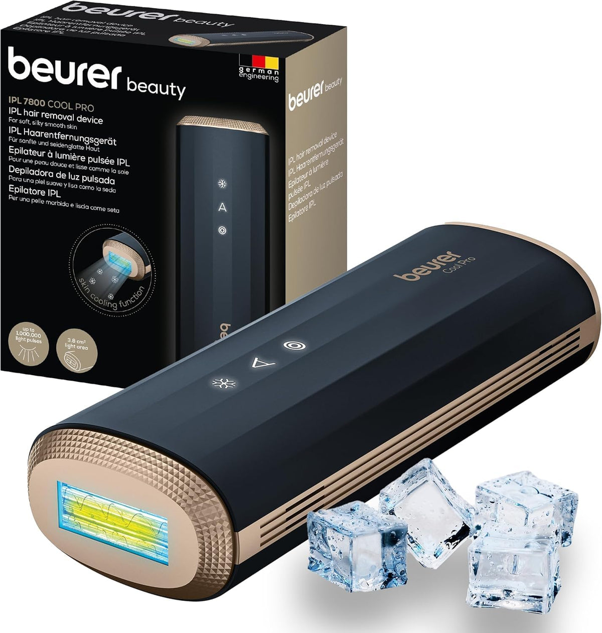 Beurer Systeme, Schwarz, IPL 7800 COOL PRO Haarentfernungsgerät mit, 5 Intensitätsstufen, bis zu 1 Mio. Lichtimpulse