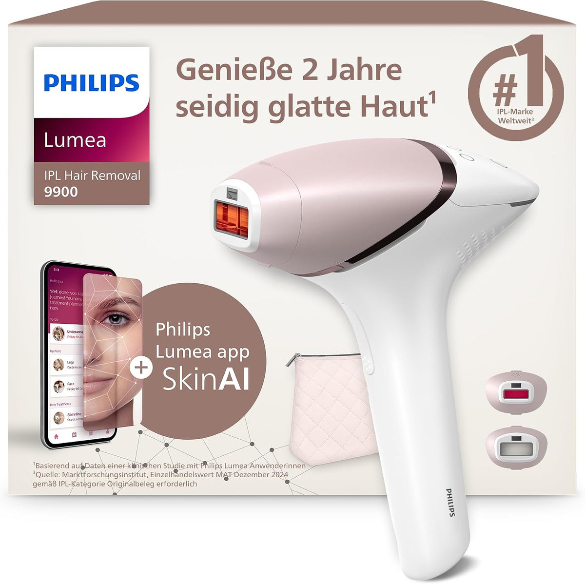 PHILIPS Systeme, Schwarz, Lumea IPL 9900 Series - IPL Geräte Haarentfernung für bis, kabellos, Alternative zur Laser-Haarentfernung (BRI950/02)