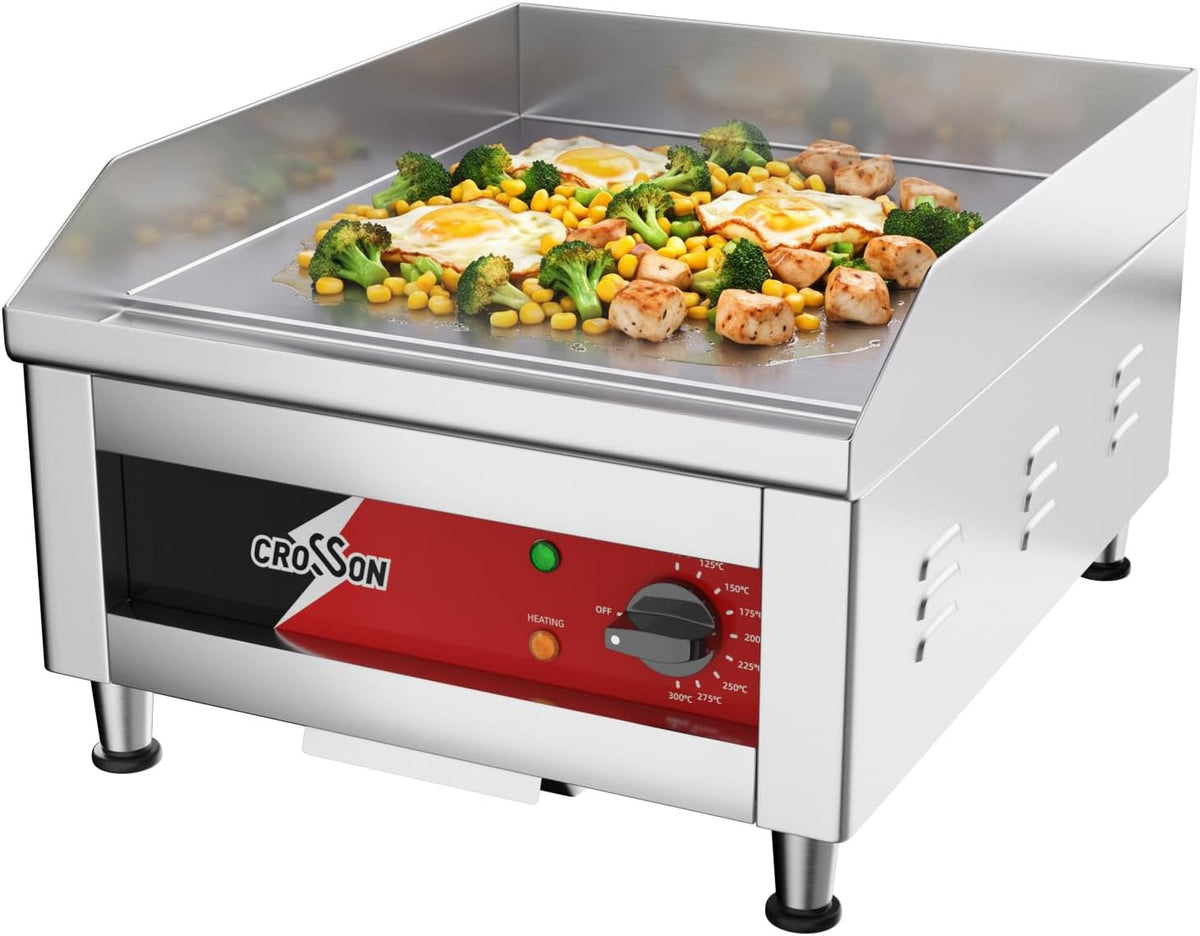 crosson Grillplatten, 10 MM, 2500 W, 40CM, 230 V, Schwarz, 40 * Kommerzielle elektrische Arbeitsplattengrillplatte