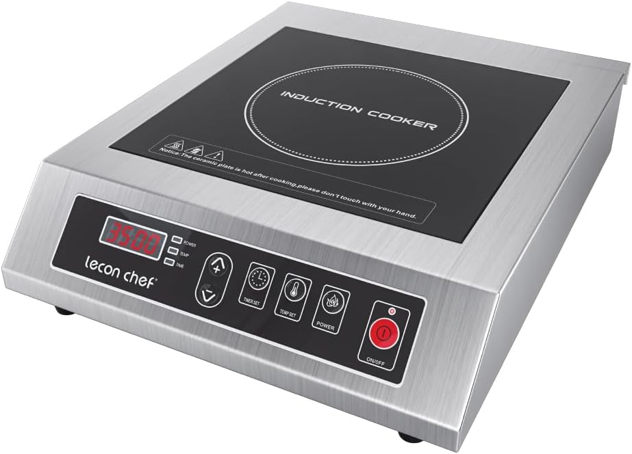 lecon chef Kochfeld, 3500 W, Silber, Induktionskochfled, Kochplatten, Edelstahlgehäuse
