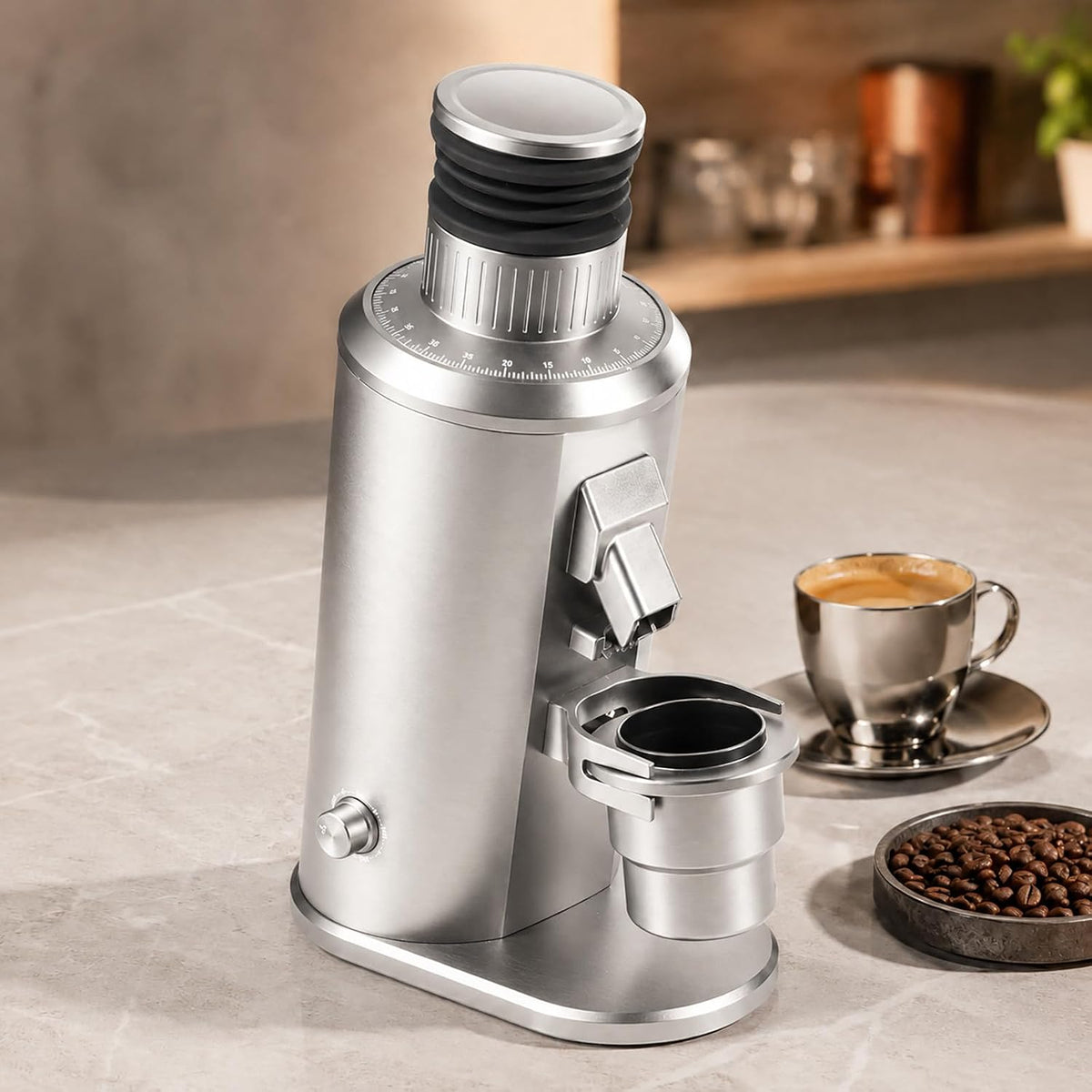 Kaffeemühle Kaffeemaschine, 22,3 × 13,8 × 35,5 cm, 550 W, Schwarz/Silber, 80 mm flacher Frässtift, Motor, 1600 U/m
