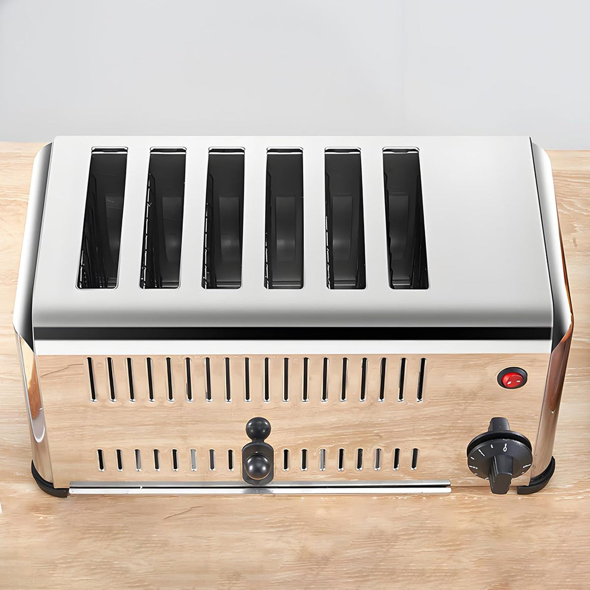 DNEPEI Brotbackautomaten, 2,24/3,24 kW, Edelstahl 201, Gummi, Silber, 4/6-Scheiben-Toaster-Brotbackautomat, Bäckereien und Cafés 6Slice