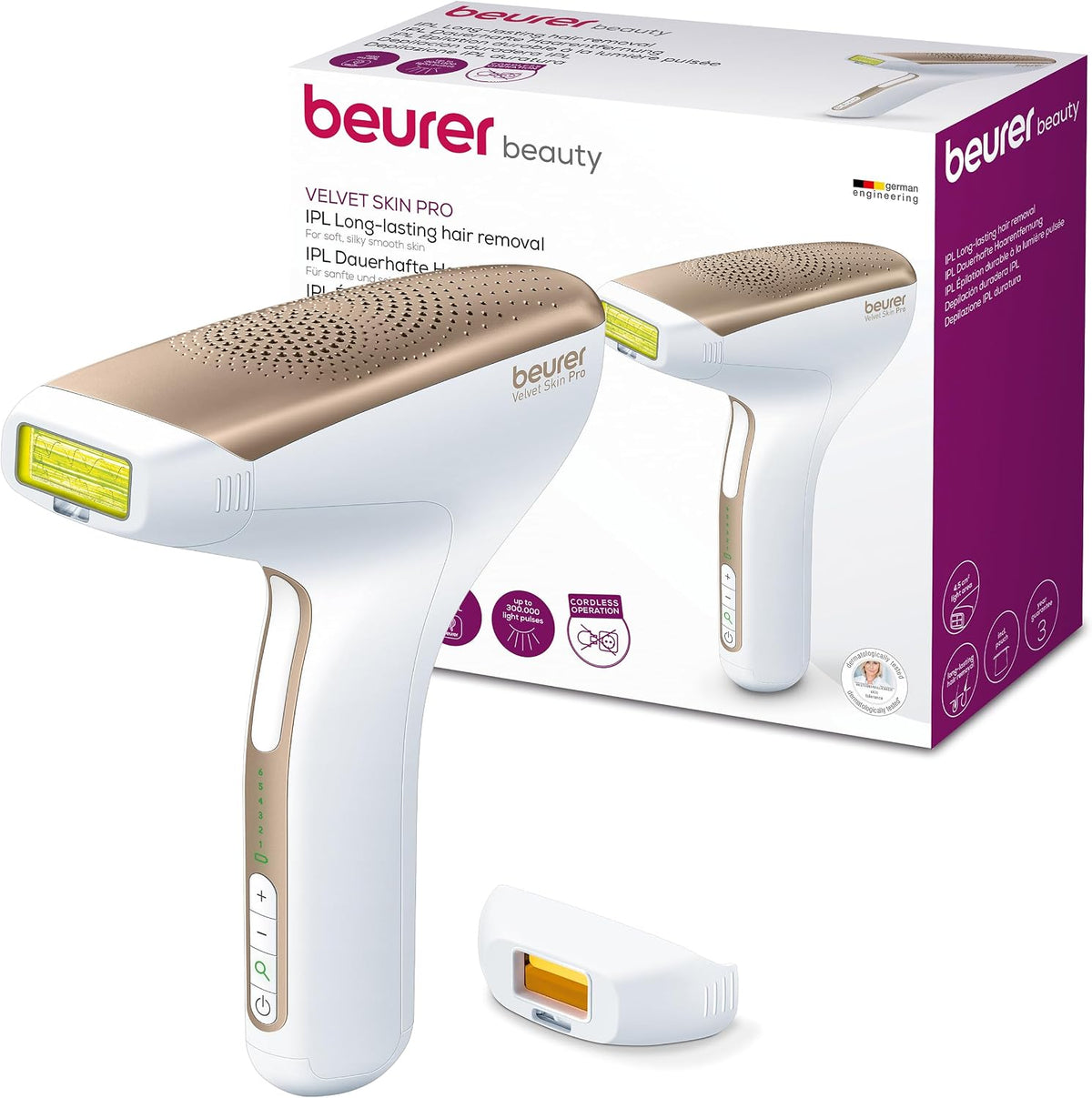 Beurer Systeme, Schwarz, IPL Velvet Skin Pro Akkugerät, dauerhafte Haarentfernung, klinisch getestet, große Lichtfläche
