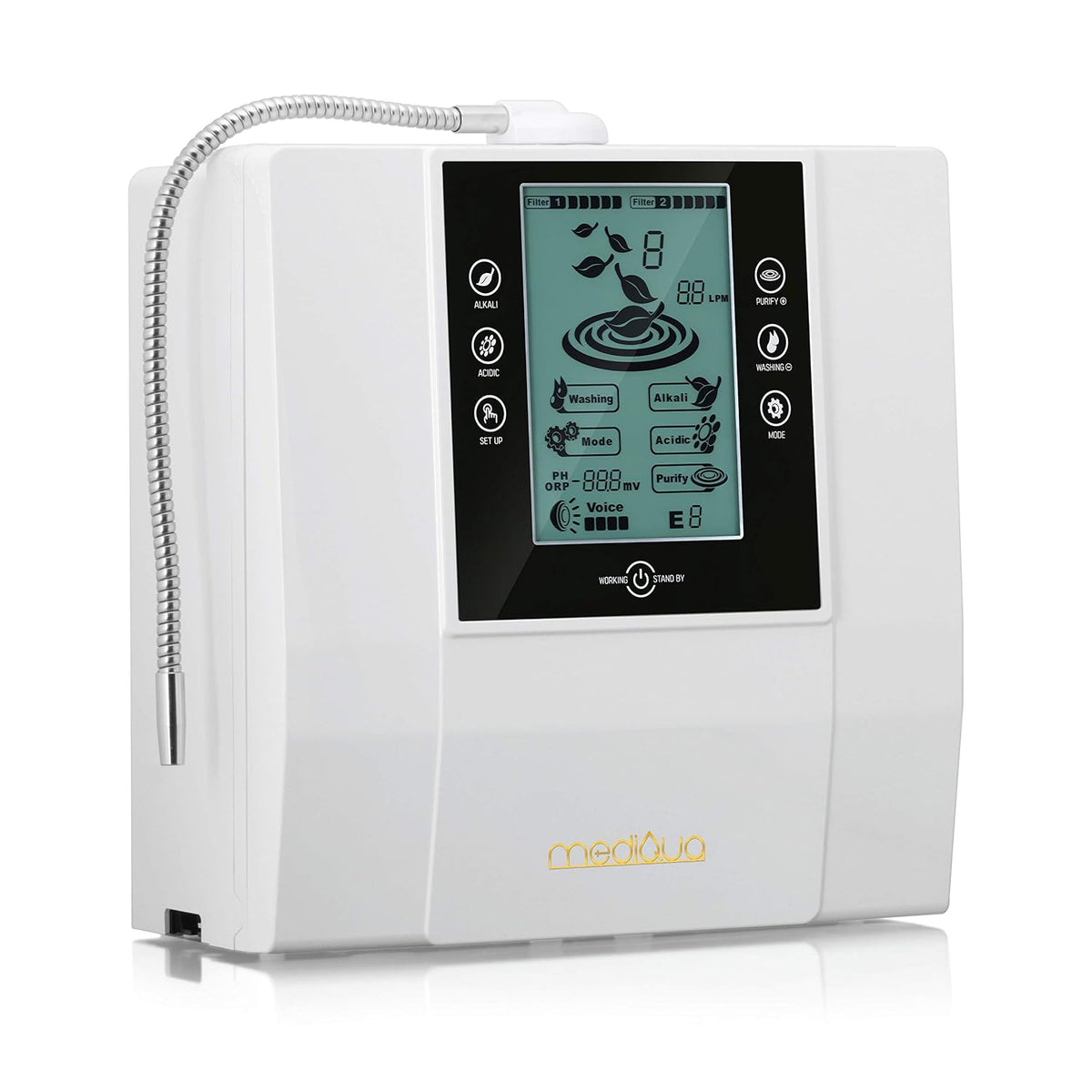 Runa-Mineralis Filterkannen, Schwarz, All-In One Alkalisches Wasser Ionisierer & Hydrognizer, Wasserfiltration und UV gegen Keime für 9 Sorten Wasser