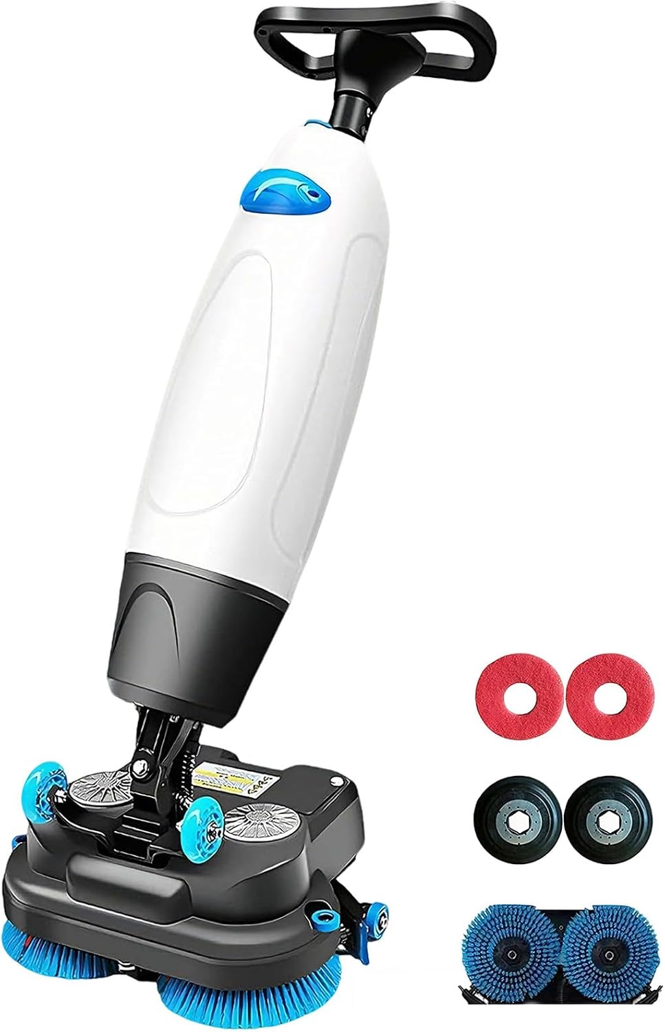 KPOUYYDS Saugroboter, 43 cm, Weiß, Gewerbliche Bodenreinigungsmaschine, Scheuersaugmaschine, Doppelbürsten, 36-V-Akku