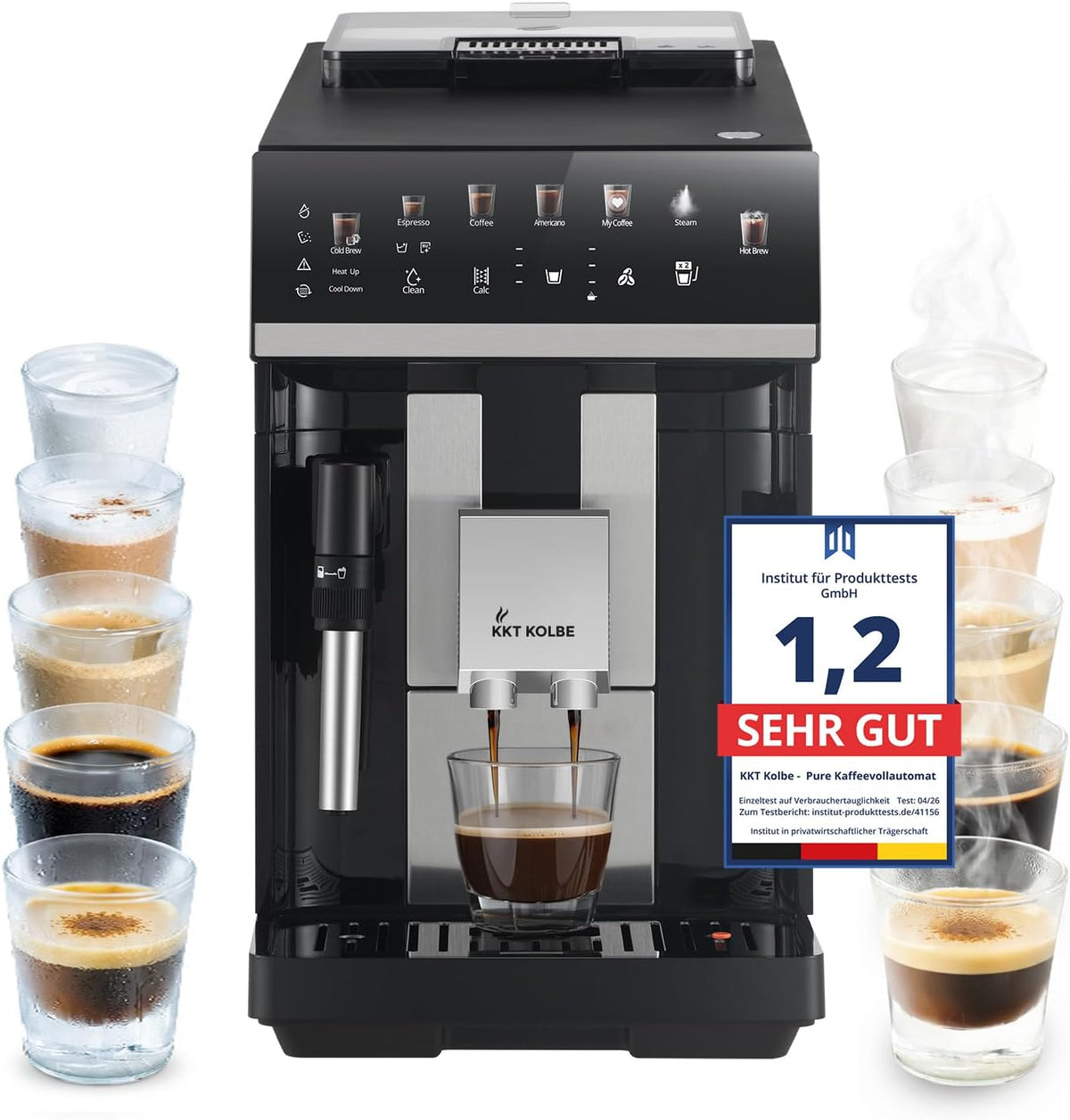 KKT KOLBE Kaffeevollautomat, Schwarz/Silber, PURE schwarz silber