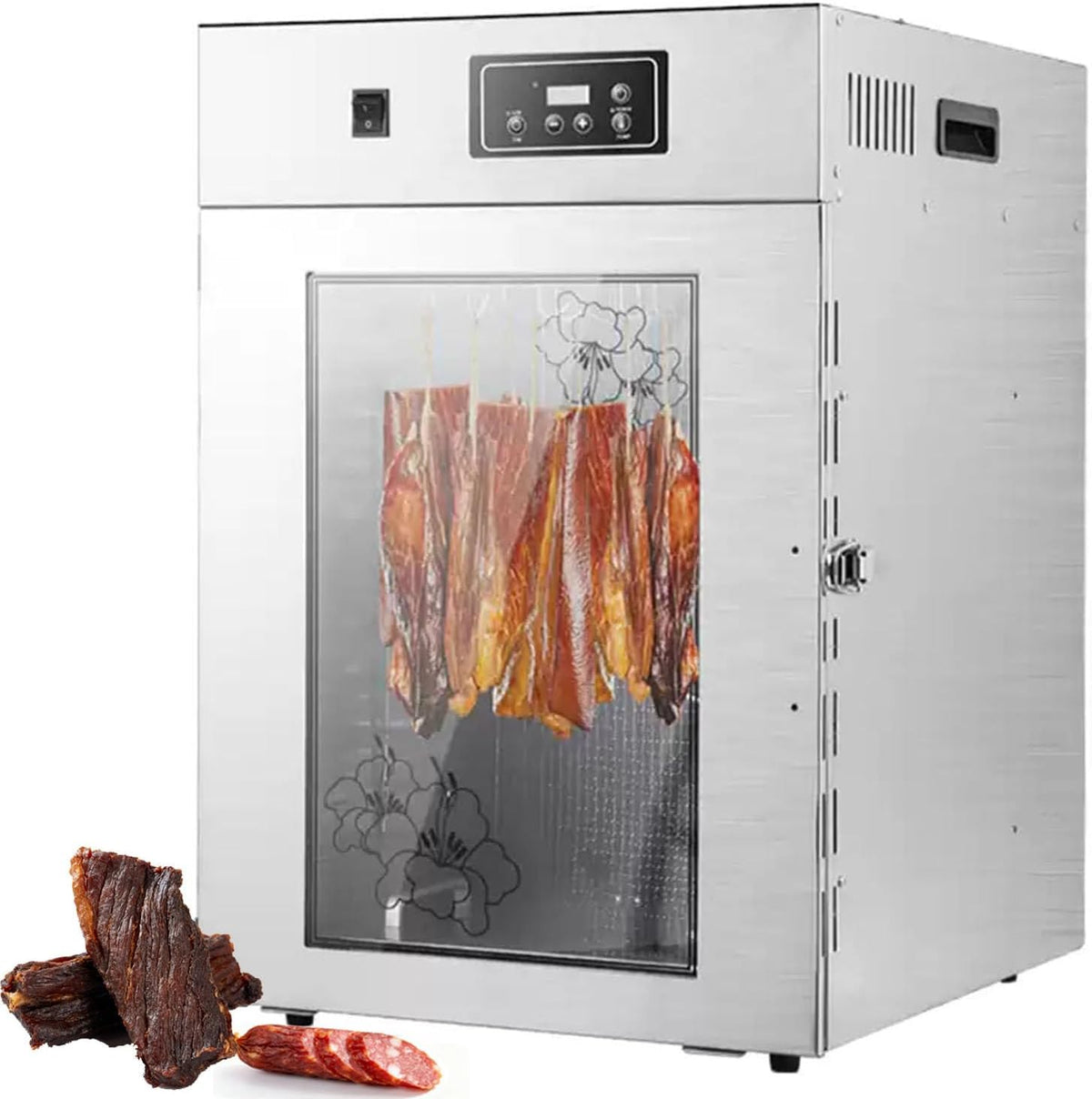 ZHLINGQ Dörrautomaten, 800 W/1000 W, 30 Kg, 15 kg, Edelstahl, Silber, 360° Drehbarer Dörrautomat Mit Temperaturregelung Von 30-90℃