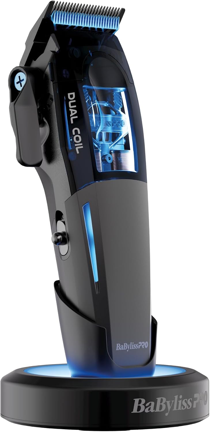 BaBylissPRO Elektrorasierer, Schwarz, Dual-Coil-Clipper, professionelle Haarschneidemaschine, Ganzmetallgehäuse