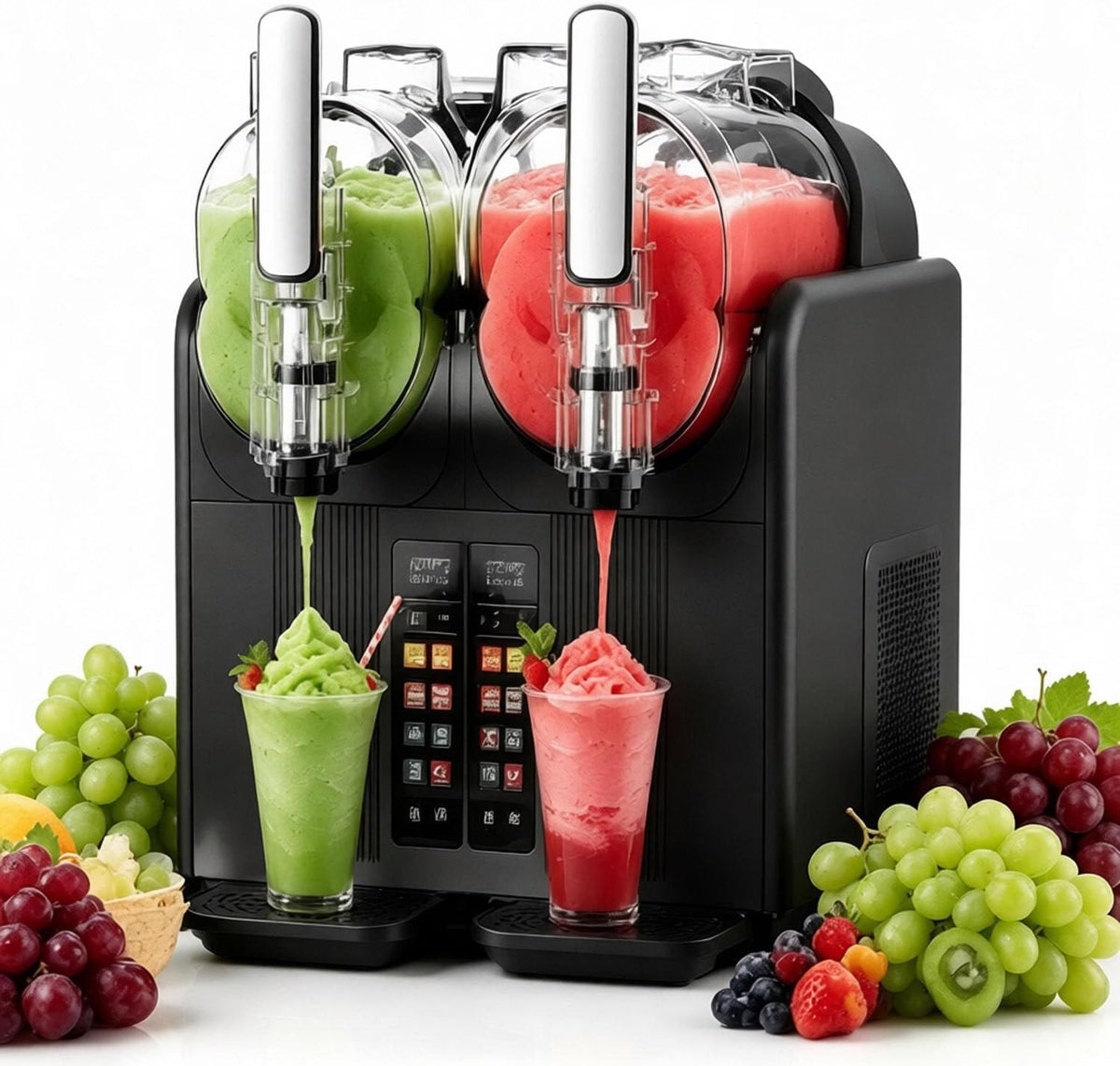 GLBMXDD Eismaschine, 398 x 380 x 420 mm (Zoll), 430 W, 2 l, Schwarz, Doppeltank-Slush