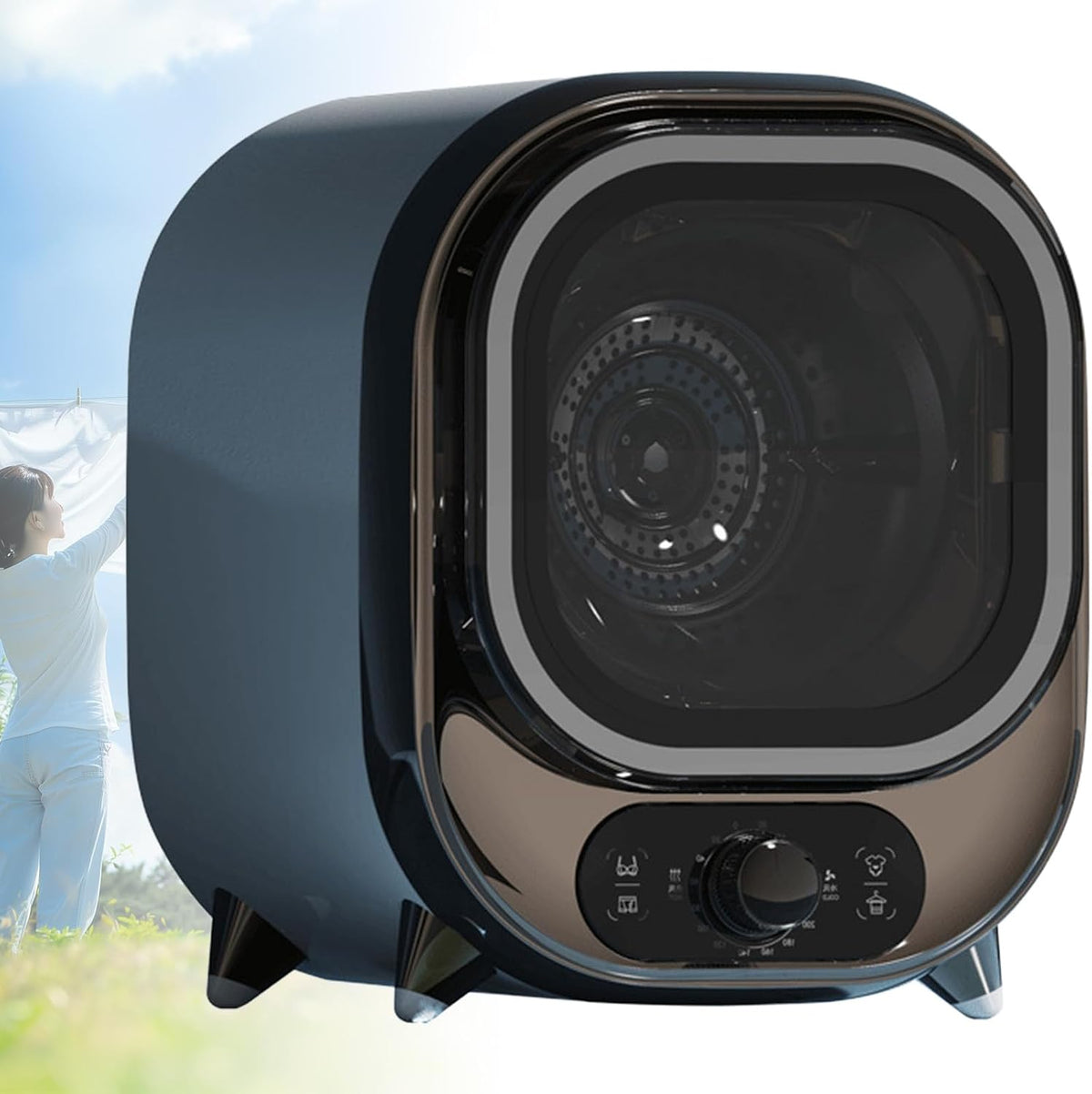 GwlThixion Wäschetrockner, Silber, Tragbarer Kondensationstrockner, Kleiner Kondensationstrockner Mit Edelstahltrommel