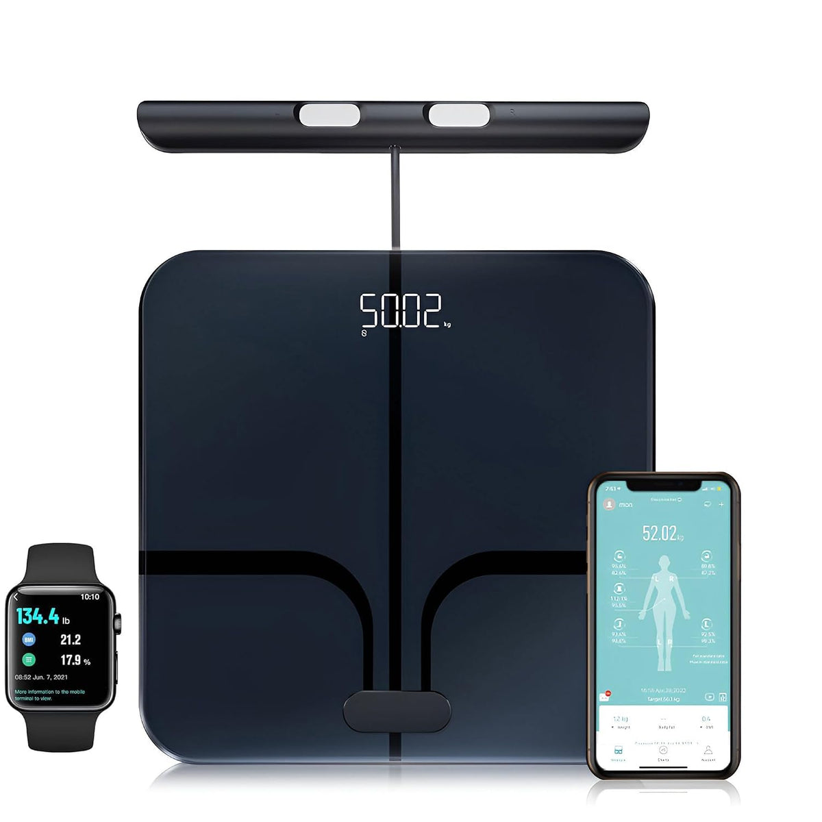 DaoWhisper Körperanalysewaagen, Schwarz, health the body pod smart scale Neues und verbessertes, Intelligente APP-Fitnesswaage