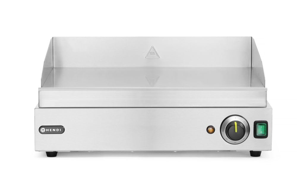 HENDI Elektrogrill, 2400 W, 240 mm, 230 V, Silber, Grillplatte, Entnehmbare Festtschublade, Temperatur bis 300°C regelbar