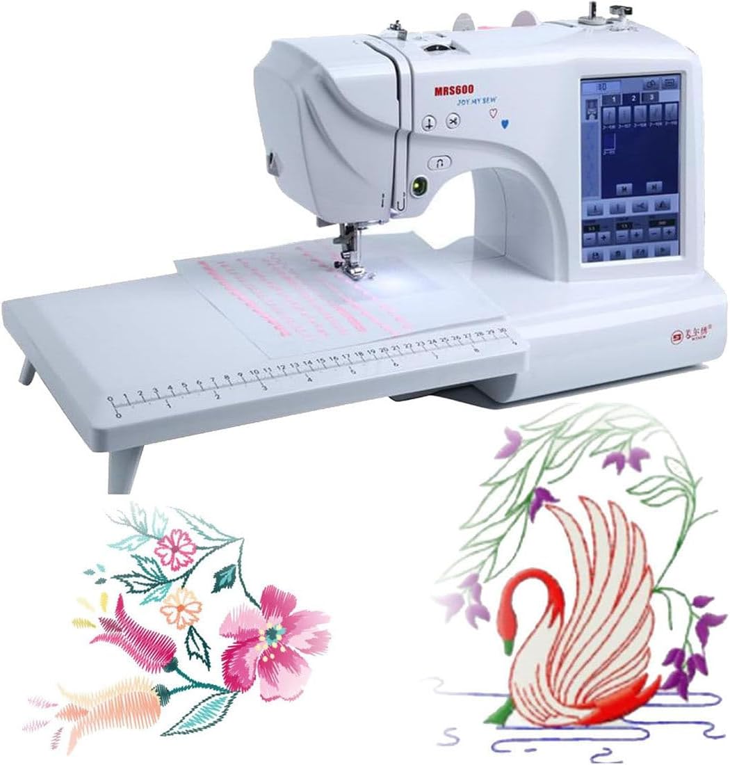 GJBMXSM Einfache Nähmaschinen, 7 Zoll, Grau, Automatische Nähmaschine Digitale Stickmaschine, 132 Integrierte Stiche