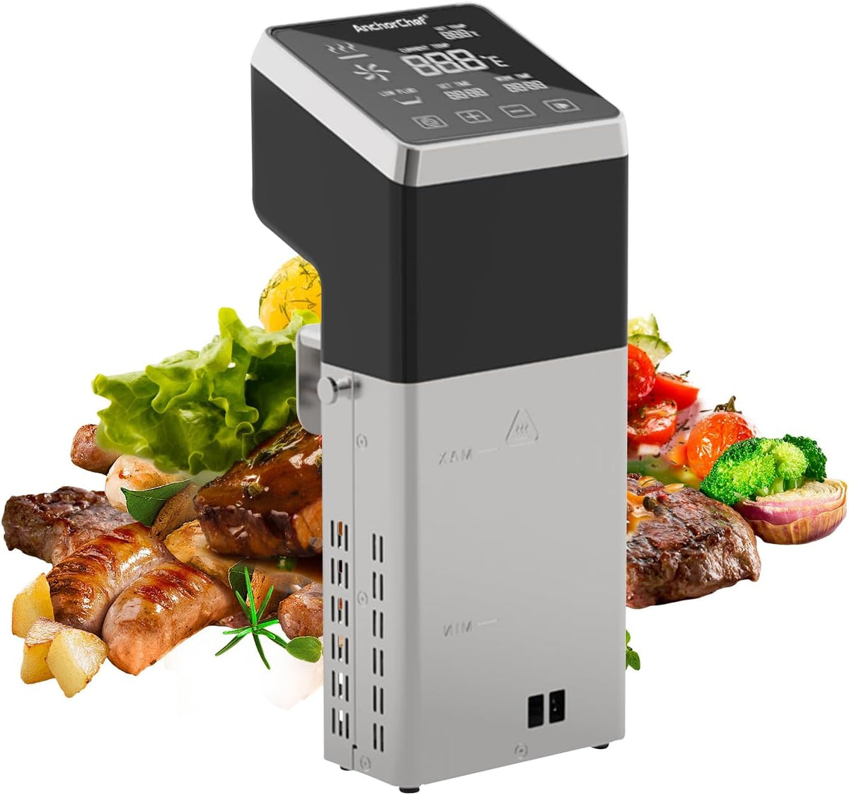 AnchorChef Sous-Vide Garer, 1600 W, Silber, Sous Vide Maschine, IPX7 Wasserdicht, Kommerzieller Präzisionskocher