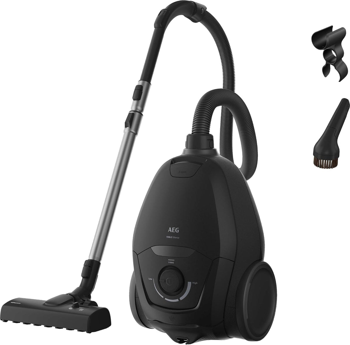 AEG Staubsauger, 64 dB, 750 W, 12 m, Schwarz, mit Beutel, besonders leise, kraftvolle, ergonomischer Handgriff