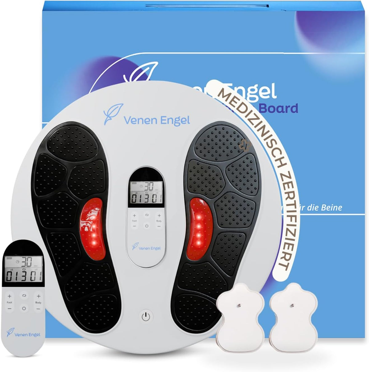 Venen Engel Muskel- & Nervenstimulationsgeräte, Schwarz, EMS Board Durchblutungs-Stimulator, Behandlung bei Bein-Schmerzen und Schwellungen