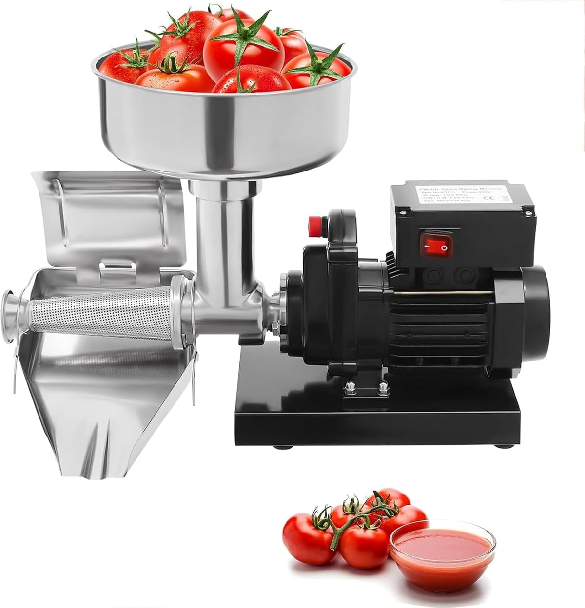 QYDZSHOP, 450 W, Edelstahl 304, Silber, 304 Edelstahl-Marmeladenkocher, Elektrische Tomatensiebmaschine, Für Hausgemachte Saucen Und Marmeladen