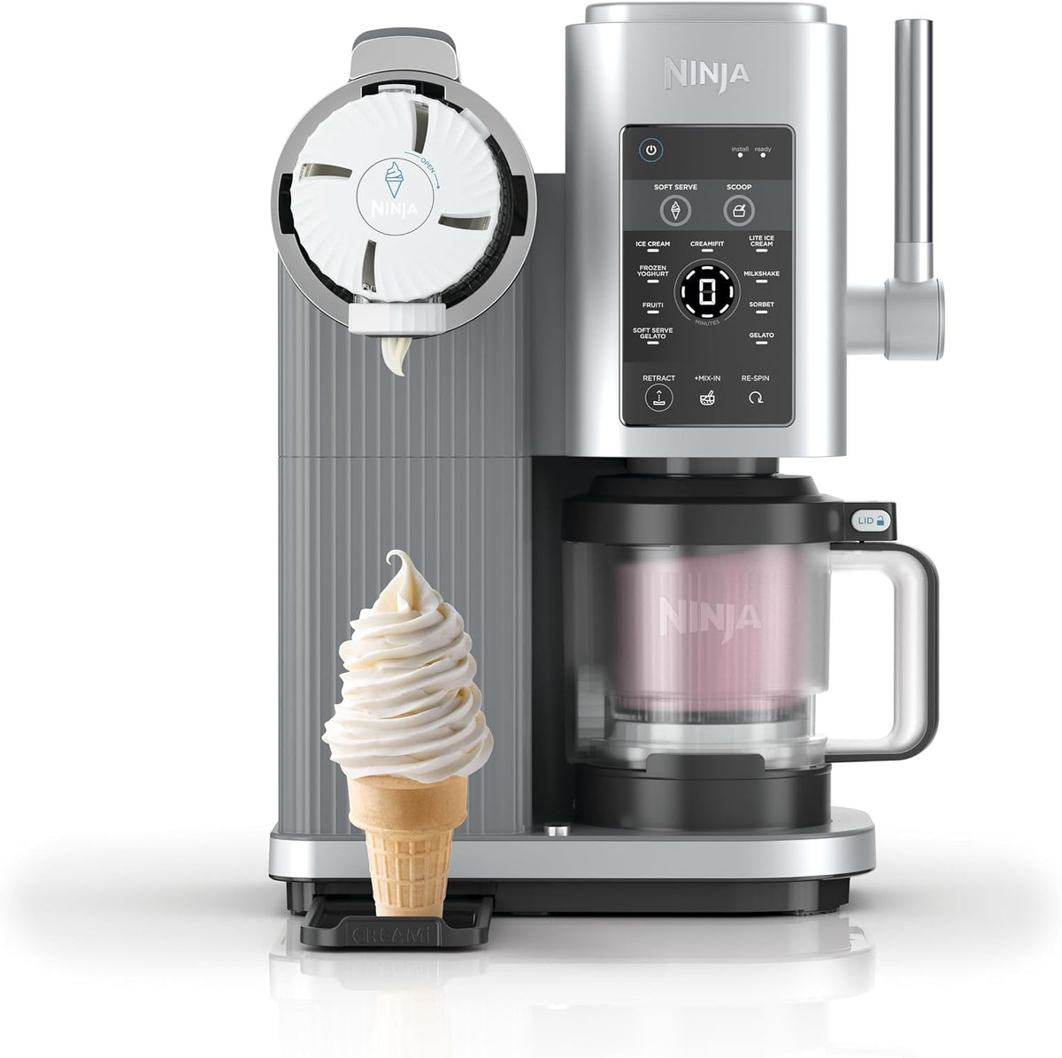 Ninja Eismaschine, Schwarz, CREAMi Scoop & Swirl mit 2 Behältern Platinsilber NC701EU