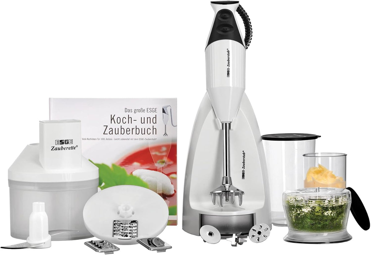 ESGE Zauberstab Stabmixer, 200 W, Weiß, 90750 M200 Superbox, Set inkl. Zauberette, Pürierstab, 2 Stufen bis 17.000 U/M