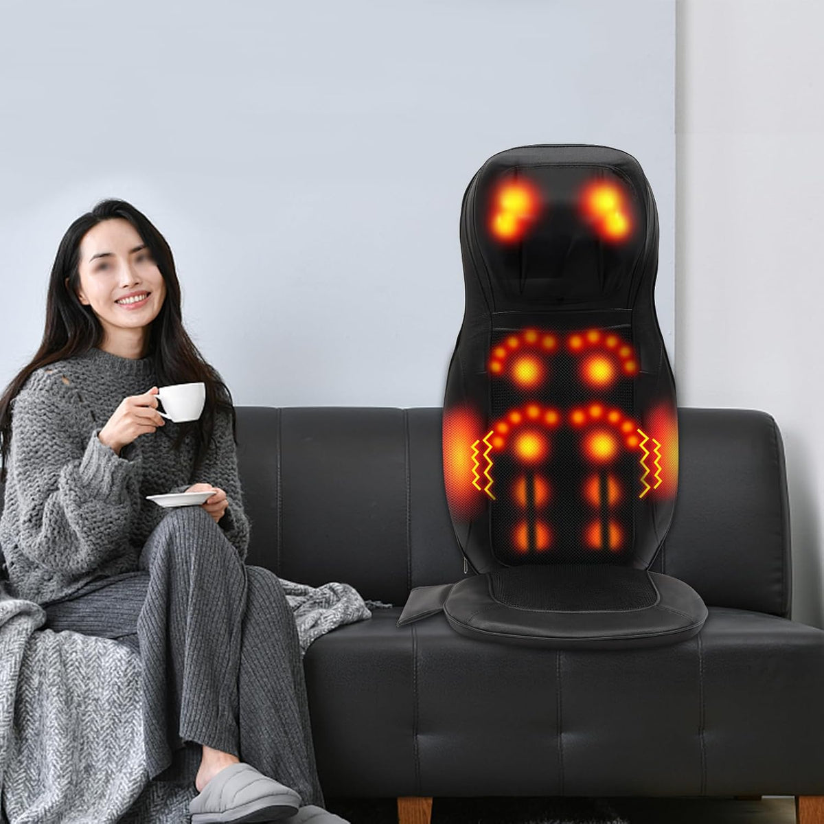 YyanLAK Massagestühle & Sitzauflagen, Schwarz, Ganzkörper Massagesitzauflage, 50 Hz Shiatsu Massageauflage Rückenmassagegerät
